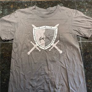 Gray Graphic T-Shirt with Shield Design Boys